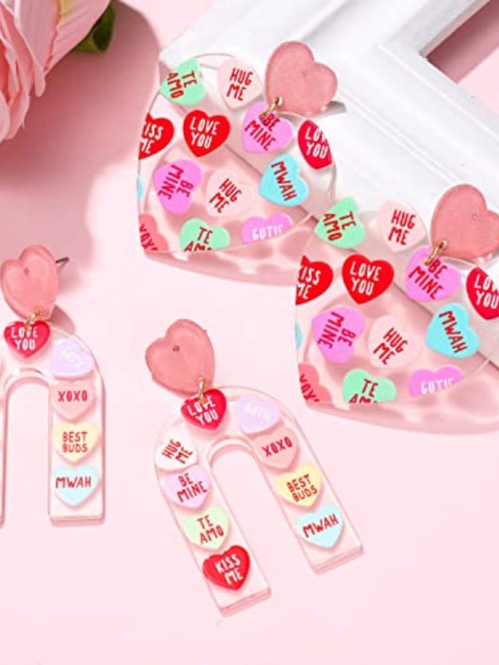 New - Valentines Day Gifts for Her Heart‎ Earrings Love Heart Message Printed L
